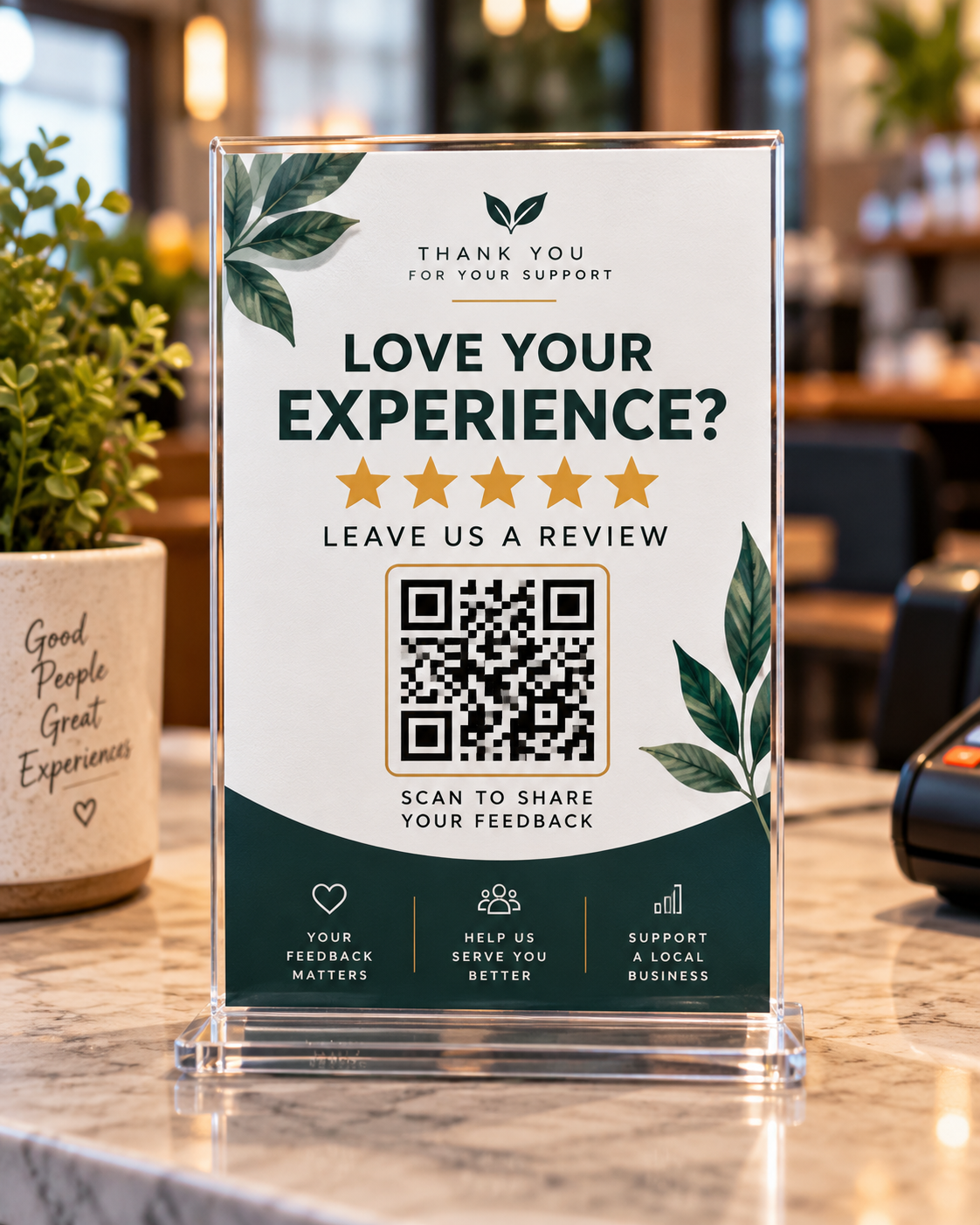 Reviews QR sign